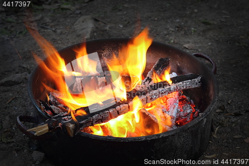 Image of outdoor fire in a pot