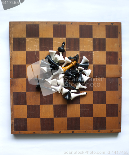 Image of old scratched chessboard