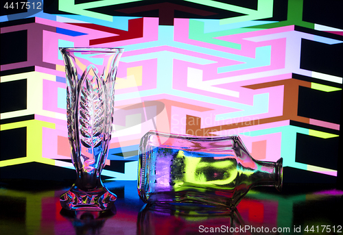 Image of transparent vase and bottle