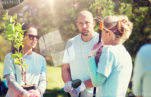 Image of group of volunteers planting trees in park