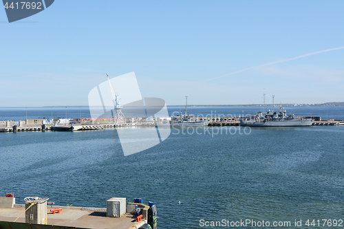 Image of Minehunter ships docked at the Port of Tallinn