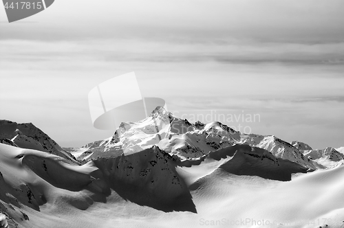 Image of Black and white snowy winter mountains