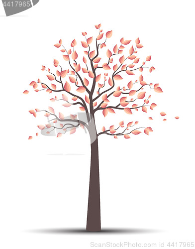 Image of Autumn tree with falling leaves