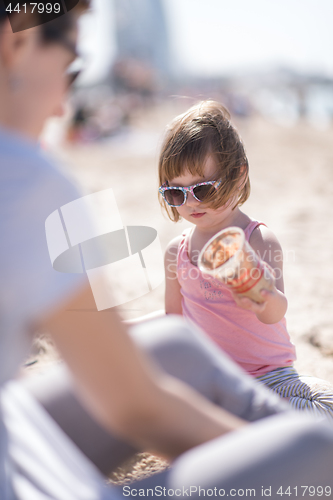 Image of Mom and daughter on the beach