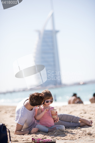 Image of Mom and daughter on the beach