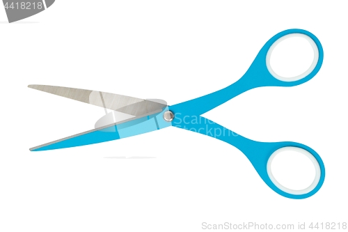 Image of Blue scissors on white