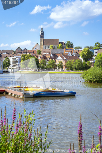 Image of boeblingen lake with view to the church