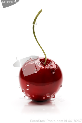 Image of Red cherry with water drops