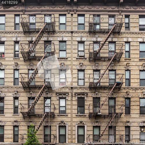 Image of A fire escape of an apartment building in New York city