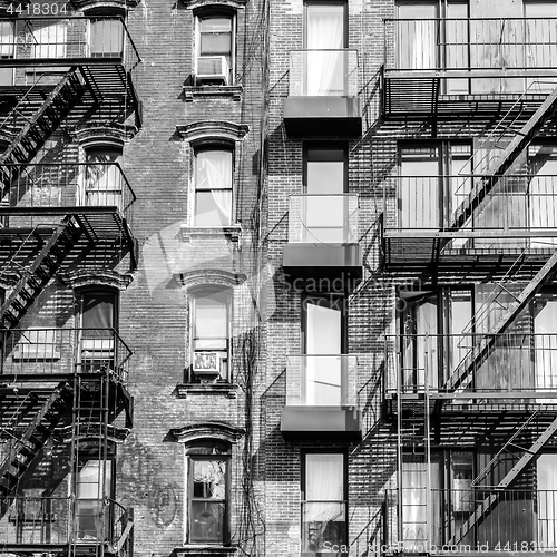 Image of A fire escape of an apartment building in New York city