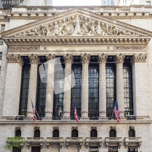 Image of Exterior of New york Stock Exchange, Wall street, lower Manhattan, New York City, USA.