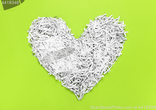 Image of Heart made of recycled shredded paper