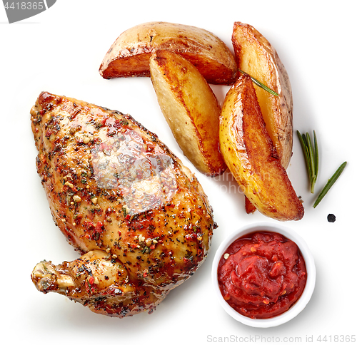 Image of roasted chicken and potatoes