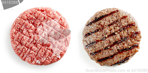 Image of raw and grilled burger meat