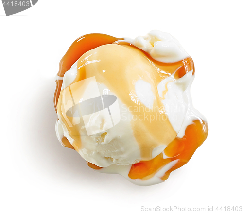 Image of vanilla ice cream with caramel sauce