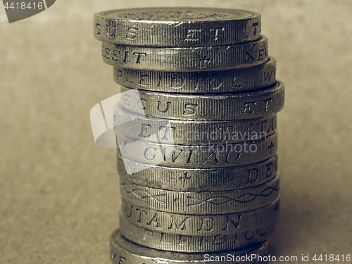 Image of Vintage Pound coins pile