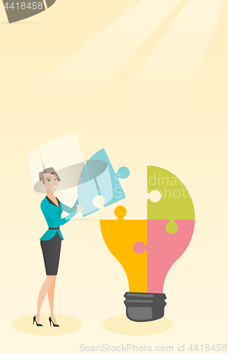 Image of Student with idea lightbulb vector illustration.