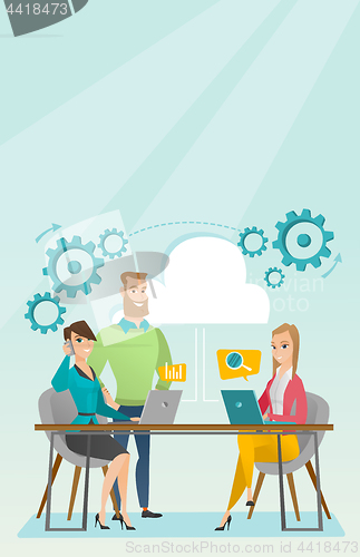 Image of Business meeting in office vector illustration.