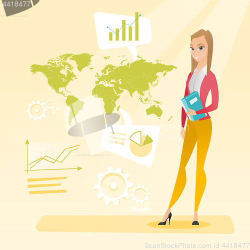 Image of Business woman working in global business.