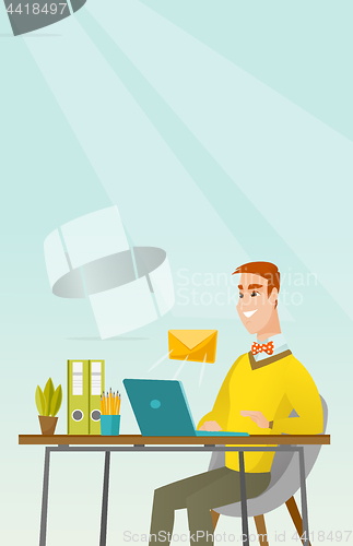 Image of Businessman receiving or sending email.