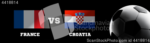 Image of Flags of France and Croatia against the backdrop of grass football stadium. Vector