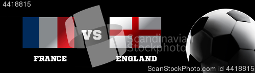 Image of Flags of France and England with the football ball. Vector