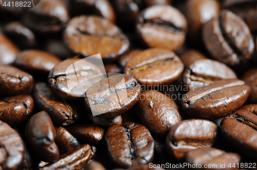 Image of roasted coffee beans macro background
