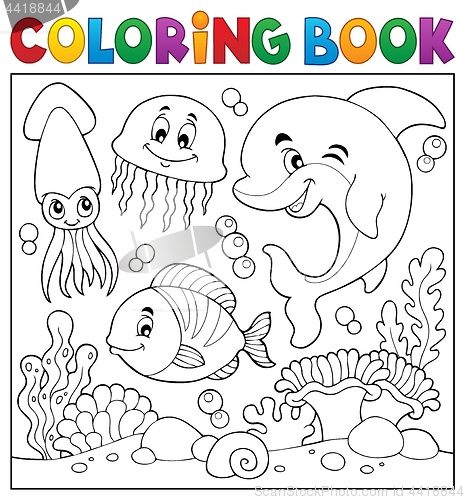 Image of Coloring book sea life theme 7