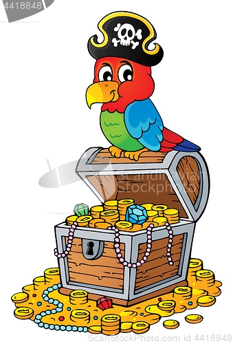 Image of Pirate parrot on treasure chest topic 2