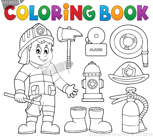 Image of Coloring book firefighter theme set 2