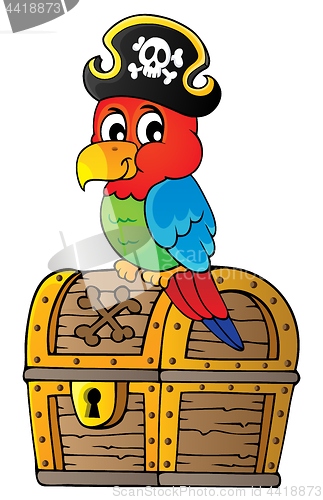 Image of Pirate parrot on treasure chest topic 1