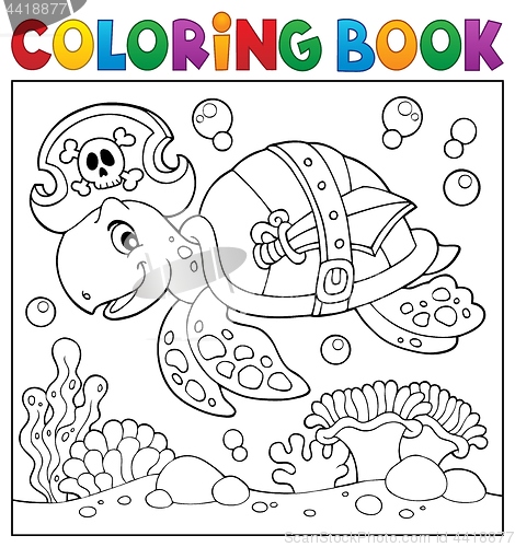 Image of Coloring book pirate turtle theme 2