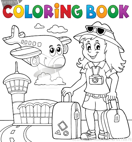 Image of Coloring book tourist woman theme 2