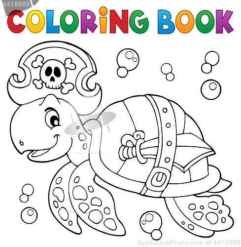 Image of Coloring book pirate turtle theme 1