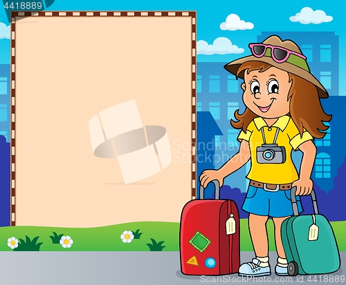 Image of Tourist woman theme frame 2