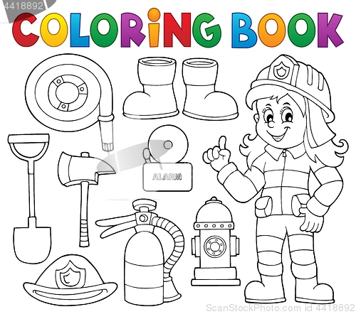 Image of Coloring book firefighter theme set 1
