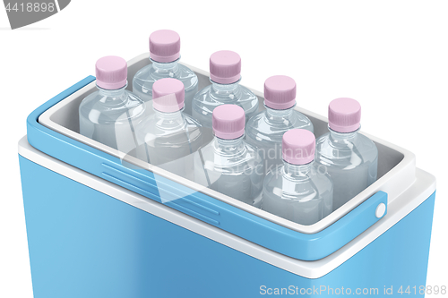 Image of Cooling box with water bottles