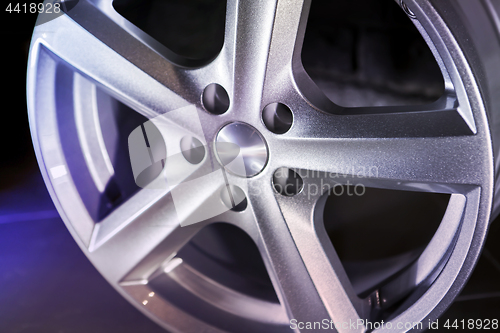 Image of alloy wheel on dark background