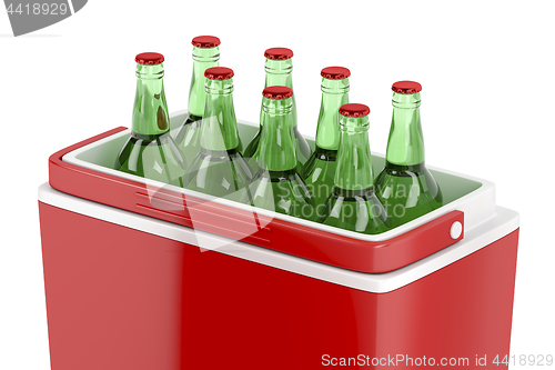 Image of Cooling box with beer bottles