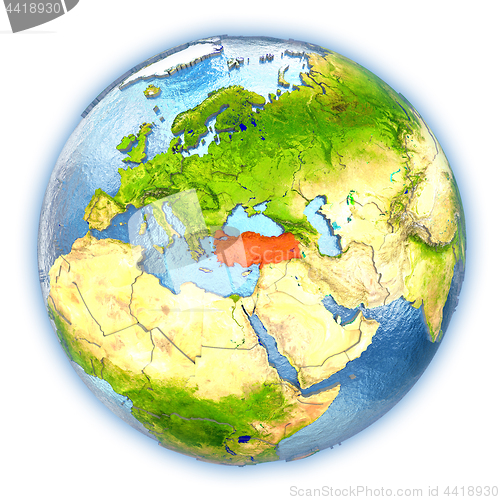 Image of Turkey on isolated globe