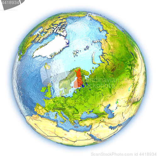 Image of Finland on isolated globe