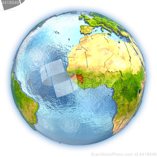 Image of Guinea on isolated globe