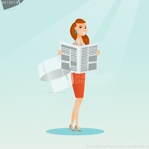 Image of Woman reading a newspaper vector illustration.