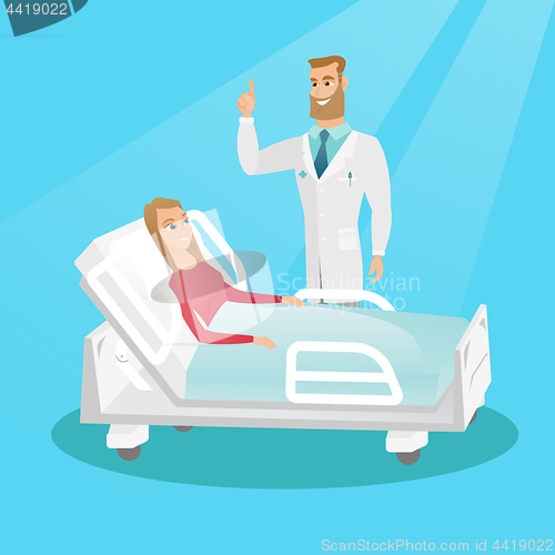 Image of Doctor visiting a patient vector illustration.