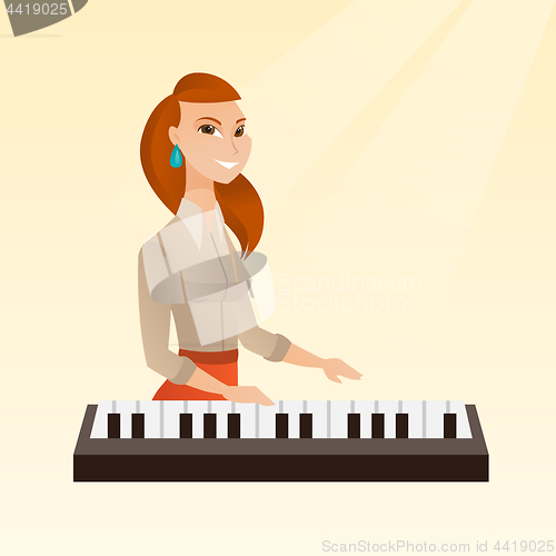 Image of Woman playing the piano vector illustration.