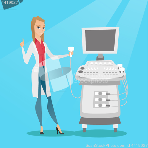 Image of Young ultrasound doctor vector illustration.