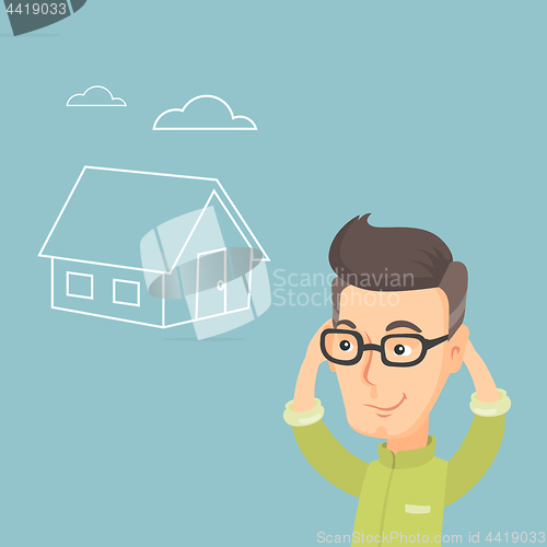 Image of Man dreaming about buying a new house.