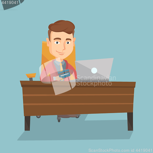 Image of Man shopping online vector illustration.