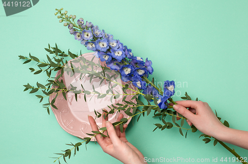 Image of Tools and accessories florists need for making up a bouquet