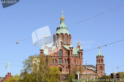 Image of Uspenski Cathedral, overlooking the Helsinki city